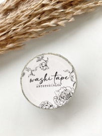 Washi tape Studio Lea -   Vintage Whimsical Flower BLACK