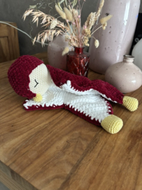Knuffeldoekje pinguïn bordeaux