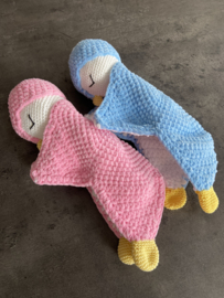 Knuffeldoekje pinguïn blauw