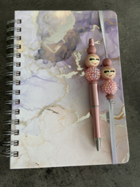 Balpen + notitieboek roze