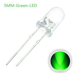 10x LED Diode Transparant 5mm Groen 3V
