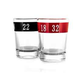 Alcoholisch feest roulettespel + glazen 16 st