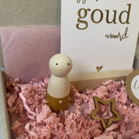 Jij bent goud waard! Kaarthouden + poppetje goud
