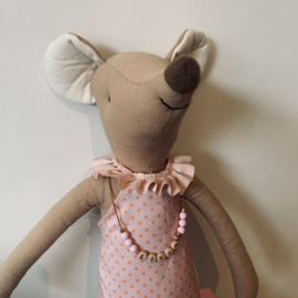 Knuffel muis mét gepersonaliseerde ketting