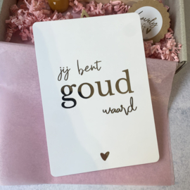 Jij bent goud waard! Kaarthouden + poppetje goud