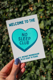 No sleep club postkaart