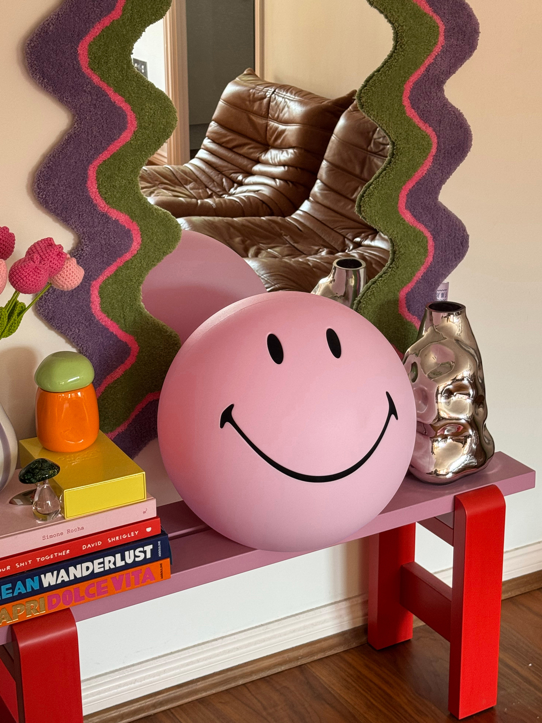 roze smiley lamp xl
