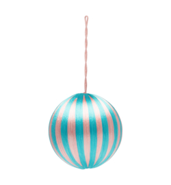 kerstbal blauw/roze L