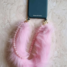 telefoonkoord fluffy pink