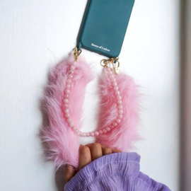 telefoonkoord fluffy pink