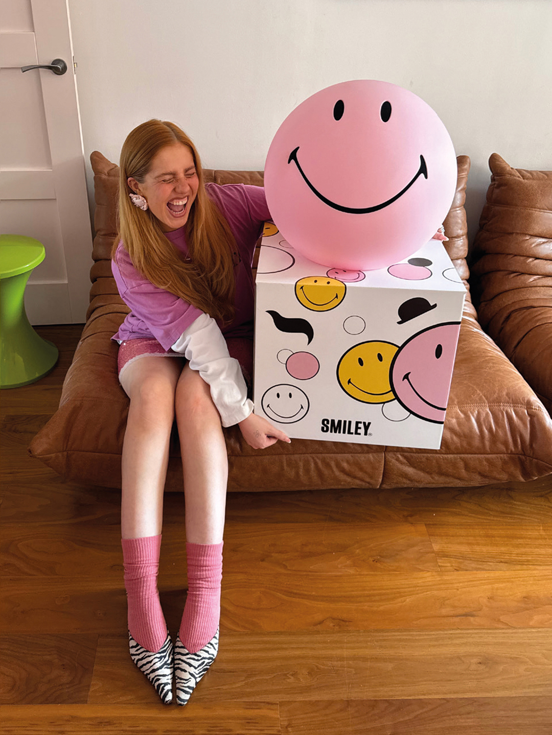 roze smiley lamp xl