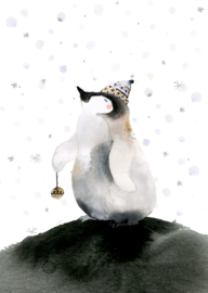 kerstkaart, pinguin 10 stuks