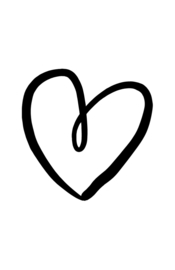 mini kaart, getekend hart zwart 10 stuks