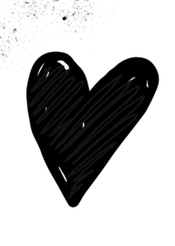 mini kaart, hart zwart 10 stuks