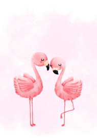 midi kaart, flamingo love 10 stuks