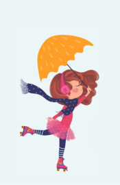 kaart skate girl, umbrella 10 stuks