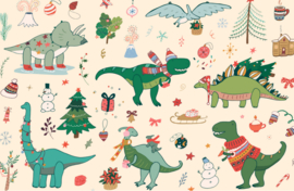 mini kaart Kerst, kerst dino´s 10 stuks