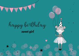 kaart, happy birthday sweet girl 10 stuks
