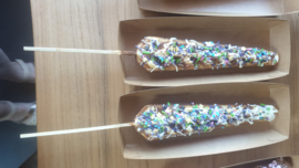 Lollywafels  met chocolade en sprinkels