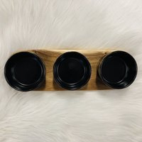 Cosy & Trendy Serveerplank - acacia - 32 x 11 cm - met 3x keramische schaaltjes