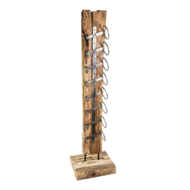 Ian light brown wooden wine rack on foot with Iron