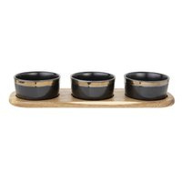 Cosy & Trendy Serveerplank - acacia - 32 x 11 cm - met 3x keramische schaaltjes