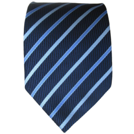 Donkerblauwe stropdas smalle strepen - 8cm