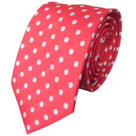 Rode stropdas met stippen - 7cm