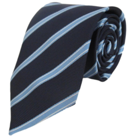 Donkerblauwe stropdas met lichtblauwe strepen - 8cm