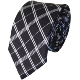Skinny stropdas geruit zwart/wit - 5cm