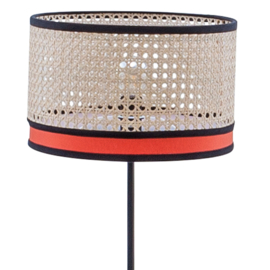 Flam & Luce -landelijk /Design tafellamp /geweven kap met zwart en oranje band
