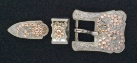Buckle set Crystal zilver peach