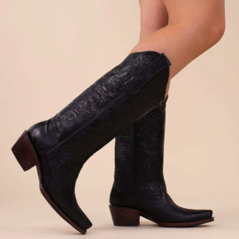 La Pintura dames western boots / cowboyboots flower zwart
