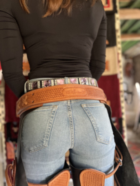 Western broekriem extra bling pink