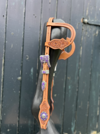 Showhoofdstel Paars flower tooling