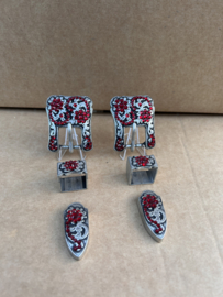 Buckle set antique zilver rood