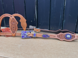 Showhoofdstel Paars flower tooling