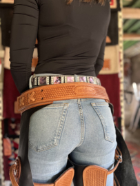 Western broekriem extra bling pink