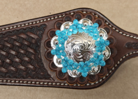 Conchos crystal flower setting  silver turquoise