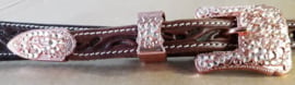 Buckle set Crystal rose gold bling peach