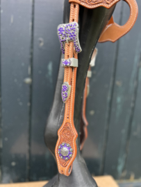 Showhoofdstel Paars flower tooling
