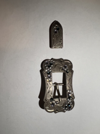 Buckle set Crystal antique silver Montana scalloped