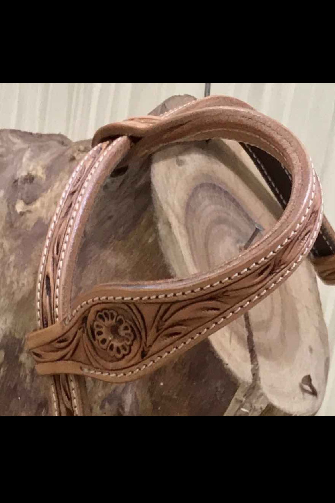 Western hoofdstel oren leaf en flower tooling met gat voor concho