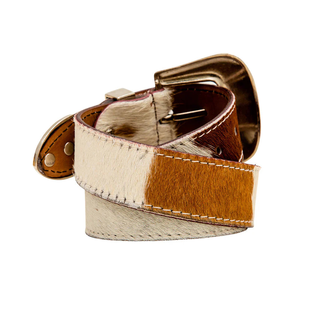 Myra lederen broekriem met cowhide