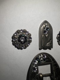Buckle set Crystal antique silver Montana oval