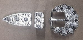 Buckle set Crystal zilver round