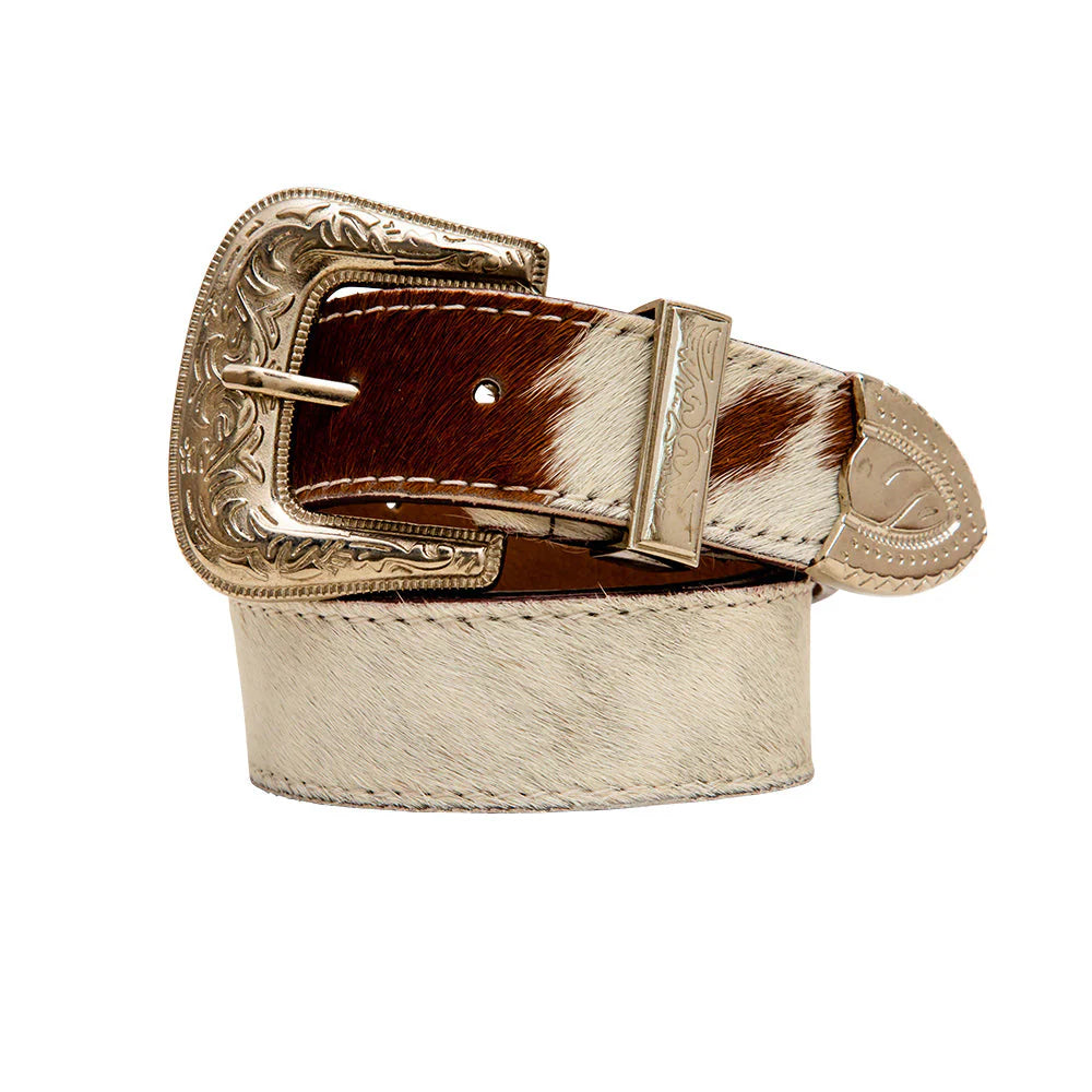 Myra lederen broekriem met cowhide