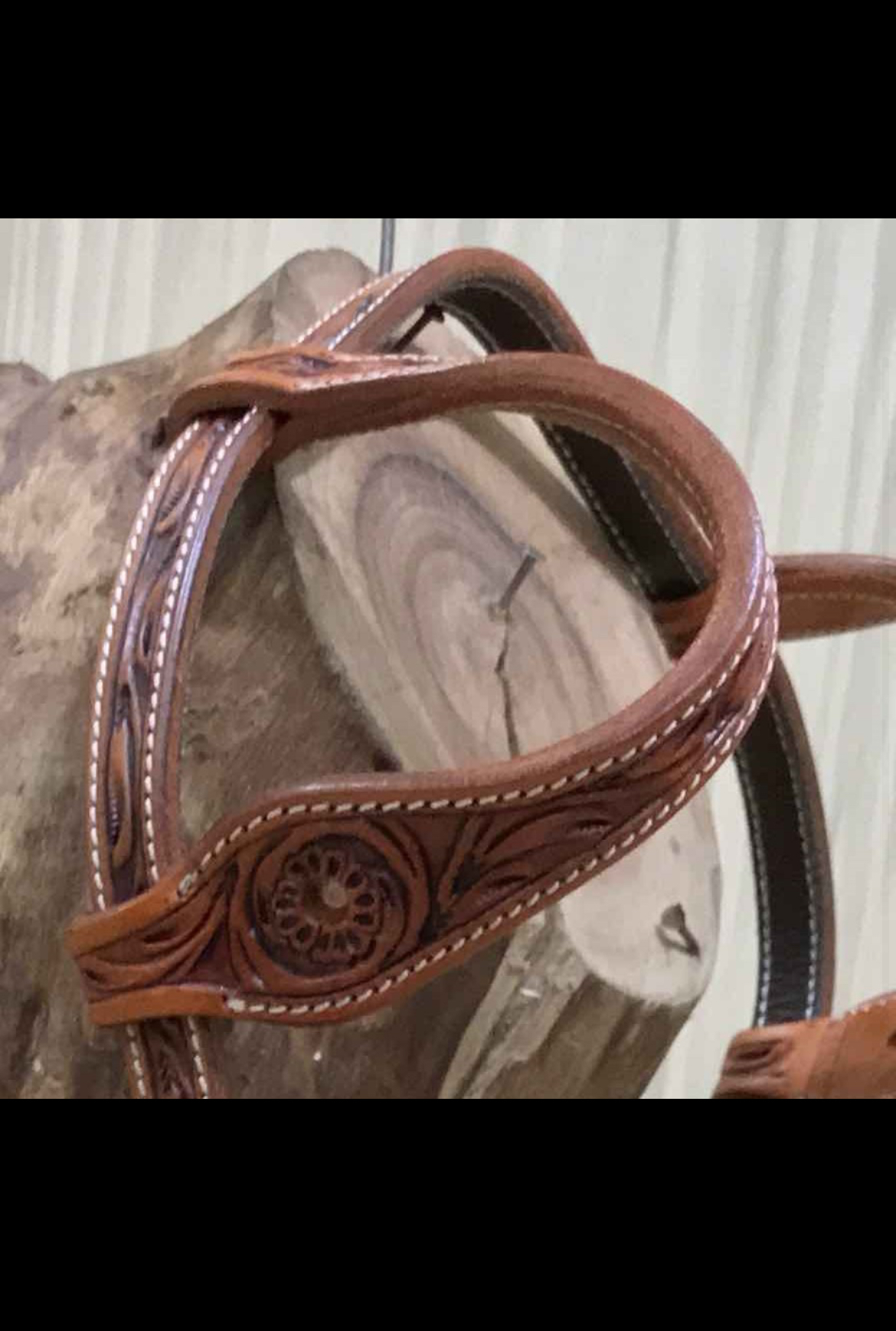 Western hoofdstel oren leaf en flower tooling met gat voor concho