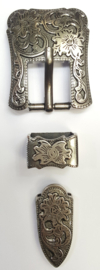 Buckle set Crystal Antique silver