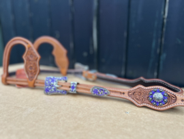 Conchos crystal flower setting antique zilver / purple